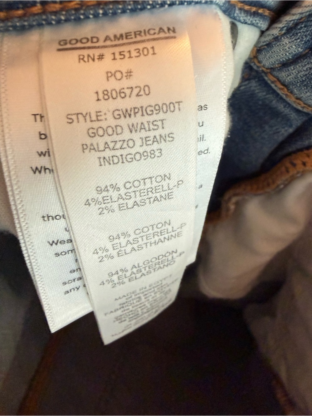 Good American Size 2 / 26 Wide Leg Indigo Good Waist Palazzo Denim Jeans - Picture 6 of 7